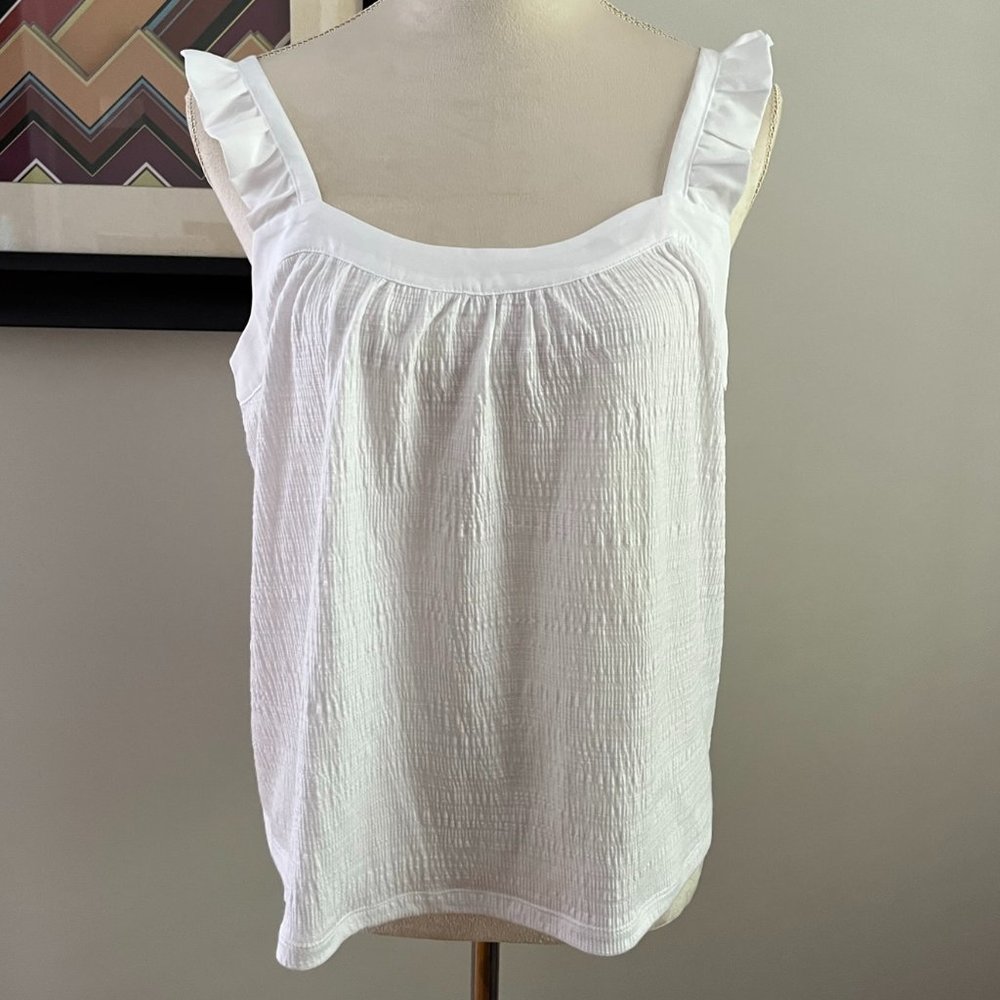 Banana Republic White Ruffle Strap Top M